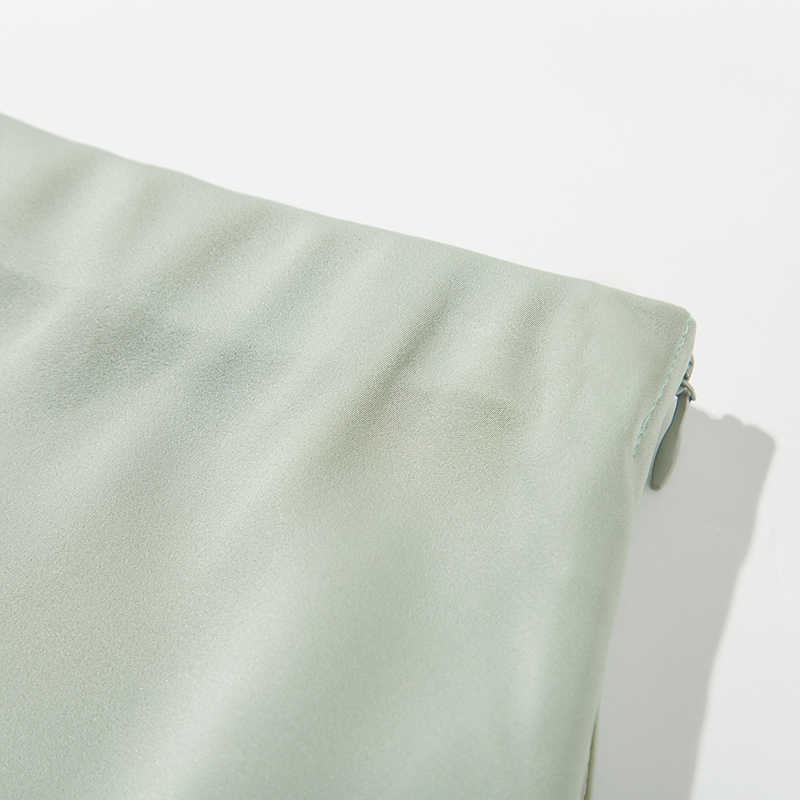 WOTWOY Spring High Waisted Satin Silk Skirt Women Solid Elegant Ladies Office Slim Black Party A-line Female 210621