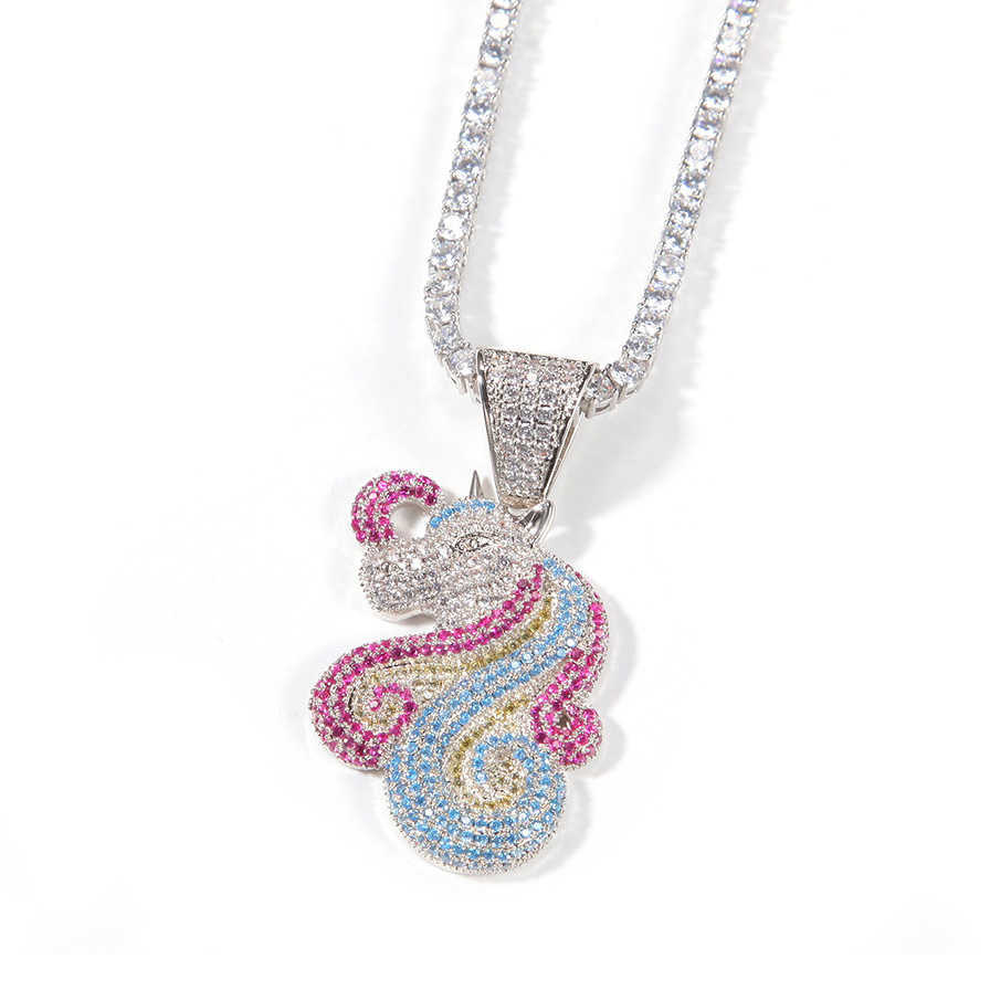 Cartoon Characters Pendant Bling Cubic Zirconia Unicorn Necklace Hip Hop Jewelry Men Women Gift X0707
Cartoon Characters Pendant Bling Cubic Zirconia Unicorn Necklace Hip Hop Jewelry Men Women Gift X0707