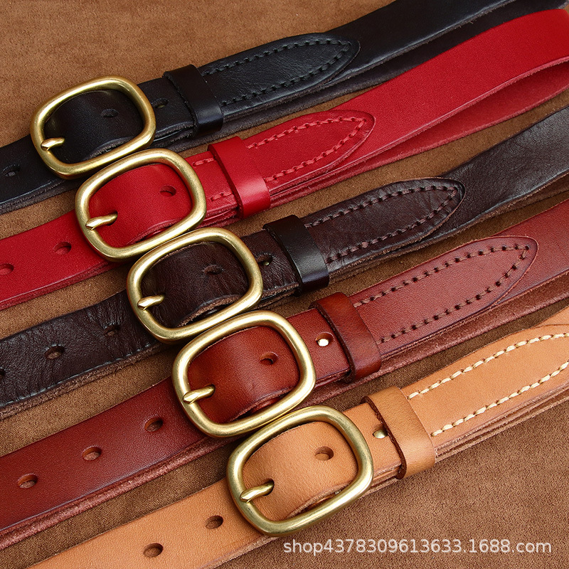 2.8cm Wide Belt Female Leather Pin Buckle First Layer Cowhide Retro and Fashion All-Matching Trendy Korean Style Jeans No. 2, Black 
2.8cm Wide Belt Female Leather Pin Buckle First Layer Cowhide Retro and Fashion All-Matching Trendy Korean Style Jeans No. 2, Black