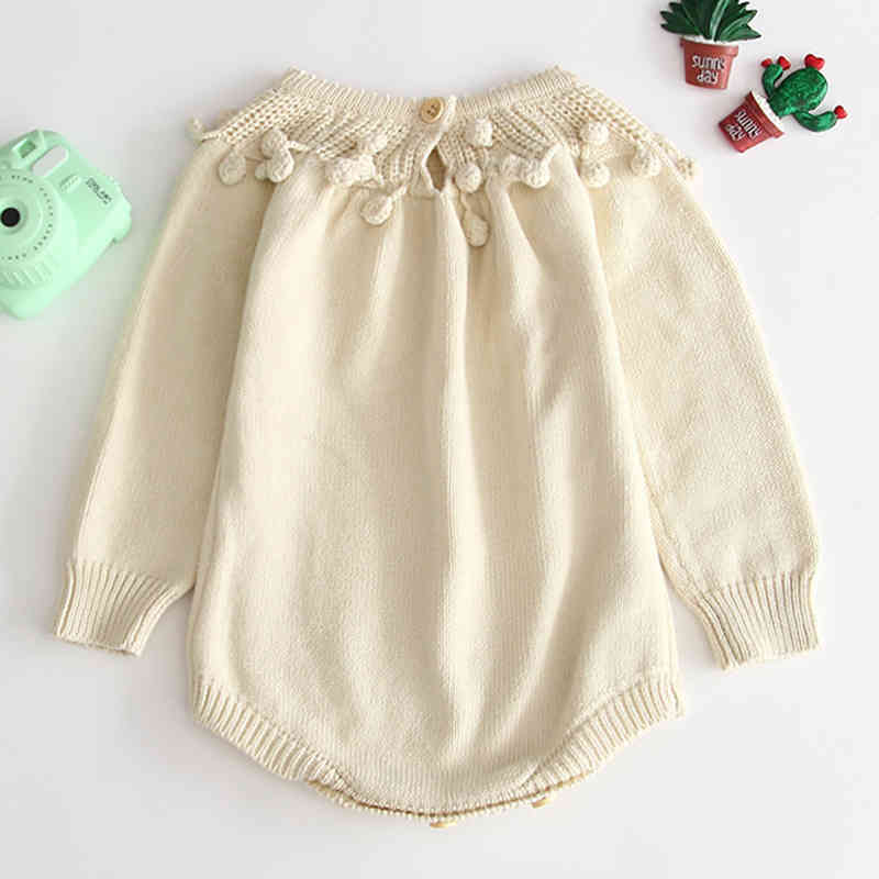 Autumn Winter Baby Girl Rompers Long Sleeves Lovely Pure Color born 210429