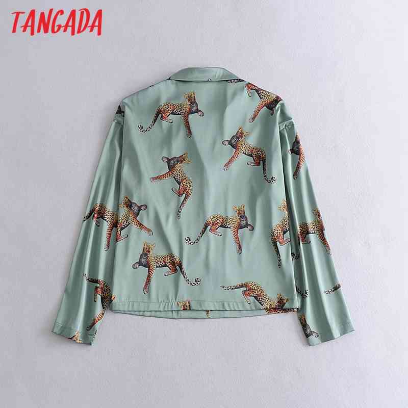 Women Animal Print Tops Suit 2 Piece Set Shirt and Long Pants High Quality 3W01 210416