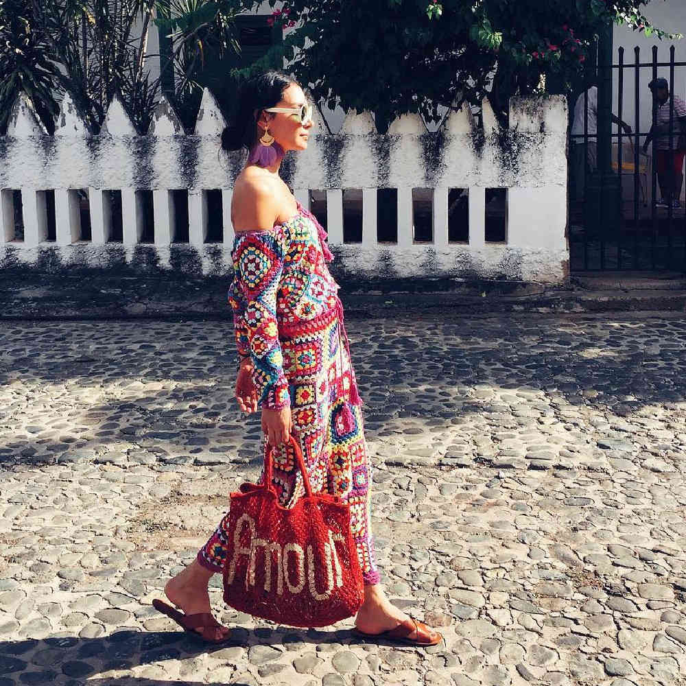 Sexy Bikini Cover-ups Handmade Crochet Boho Off Shoulder Two-Pieces Suit Maxi Dress Vintage Women Beach Cover up Chic Skirt A443 210420