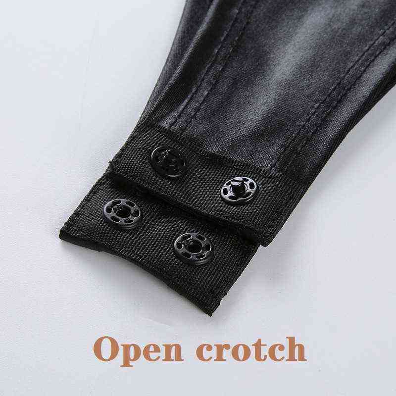 Sexy Below Open Crotch Patent Leather For Women Erotic Porn Crotchless Bodysuit Ladies Shaping Latex Lingerie Set Sexi 211229