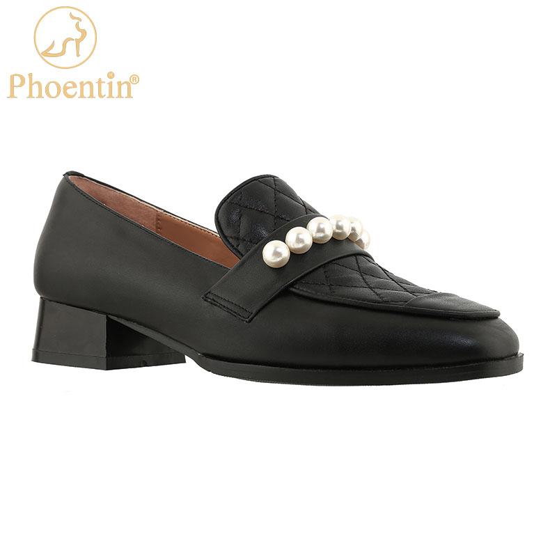 Dress Shoes Phoentin Loafers Women Cow Leather Square Toe Slip-on Pearl Decoration Ladies Elegant Office Mid Heels Pumps FT1355, Black
Dress Shoes Phoentin Loafers Women Cow Leather Square Toe Slip-on Pearl Decoration Ladies Elegant Office Mid Heels Pumps FT1355, Black