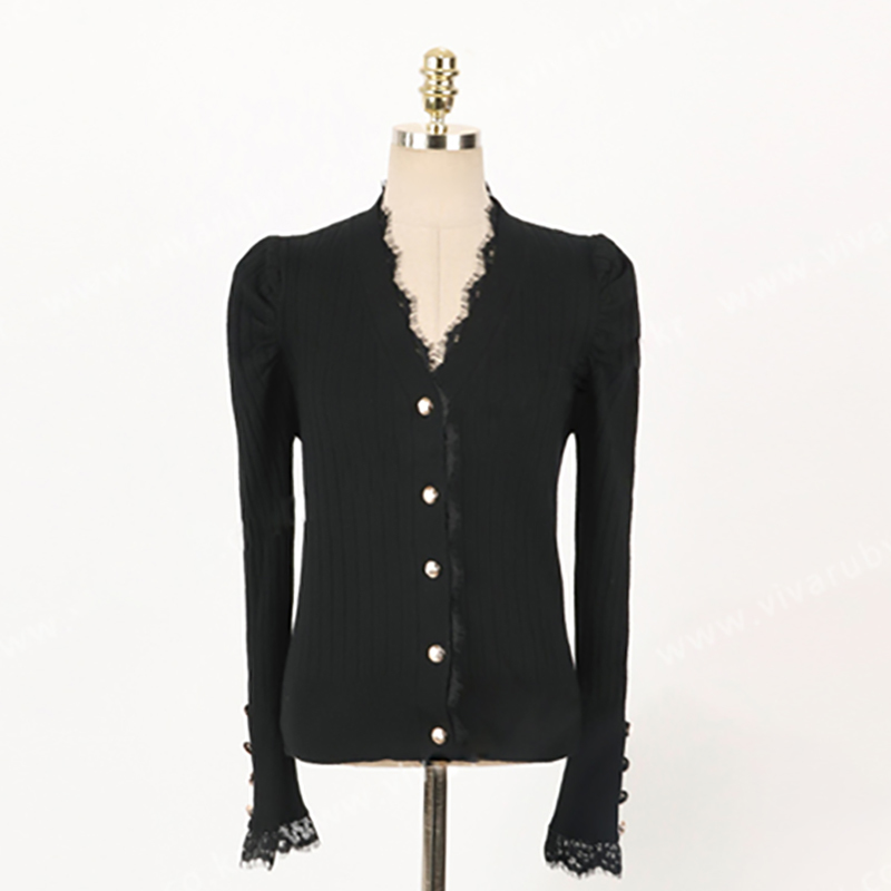 Autumn and winter 2PCS Set Women Knitted Long Sleeves Splicing Lace Single Breasted Sweater top + skirt two piece 210506