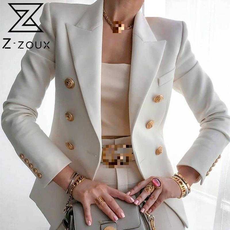 Women Blazer Temperament Ladies White Coat Long Sleeve Short Women's Slim Suit Jacket Fashion 210524
