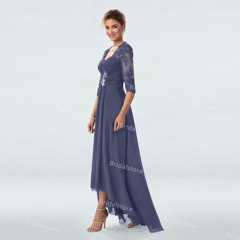 Chic Gray Two Piece Mother Of The Bride Dresses Plus Size Ankle Length Chiffon Wedding Guest Dress 2021 With Beaded Elegant Formal Prom Evening Gowns 