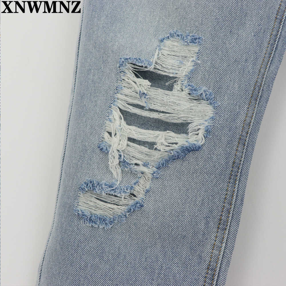 Za Vintage mom jeans high waisted woman ripped boyfriend for women korean style distressed blue denim pants 210616