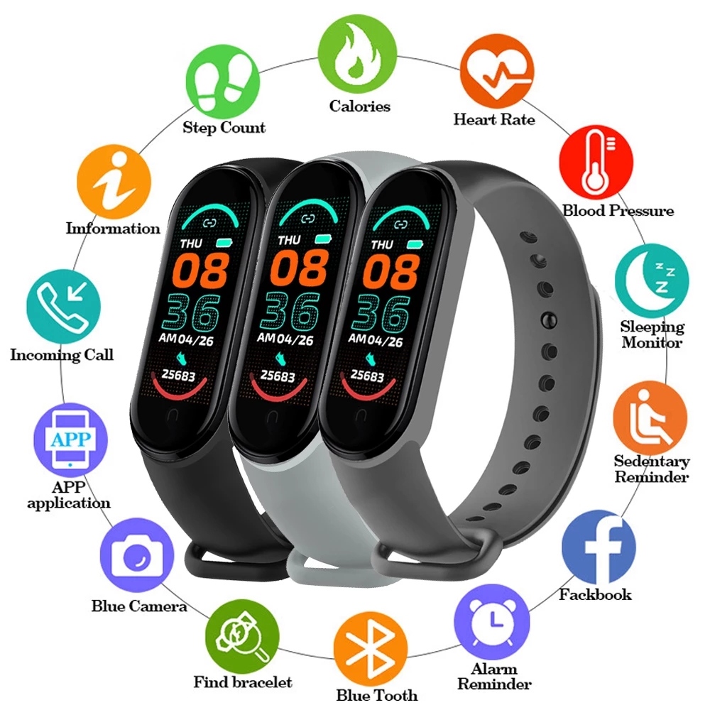 M6 Smart Watch Men Women Sports Bracelet Band Bluetooth Smartwatch Heart Rate Fitness Tracking For Apple Xiaomi Android Watches
M6 Smart Watch Men Women Sports Bracelet Band Bluetooth Smartwatch Heart Rate Fitness Tracking For Apple Xiaomi Android Watches