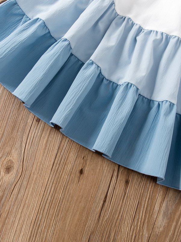 Toddler Girls Colorblock Ruffle Trim Cami Dress SHE