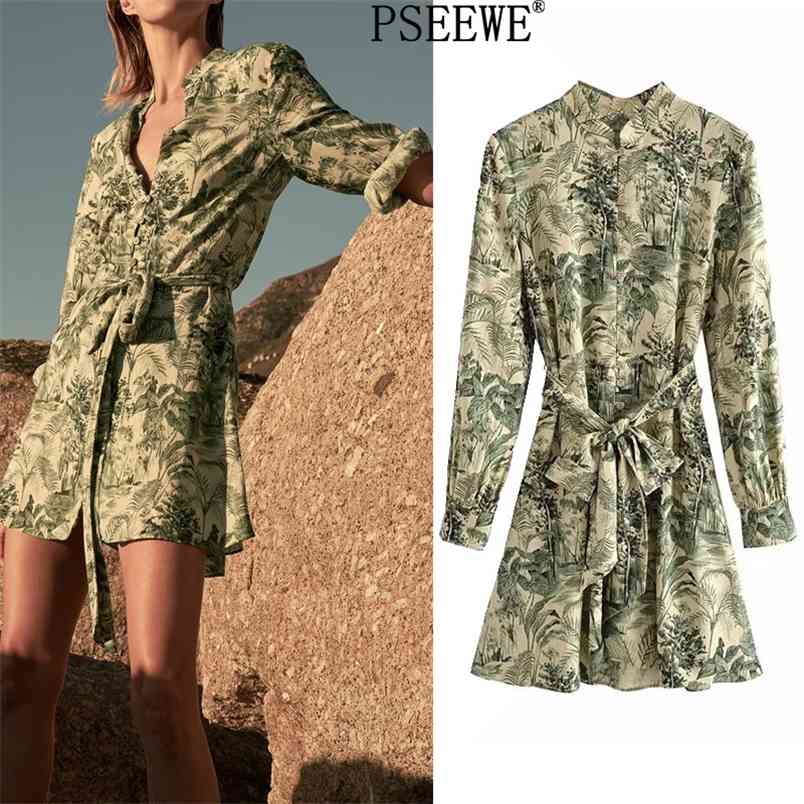 Dress Women Green Print Mini Shirt Woman Vintage Long Sleeve Short es Ladies Fashion Belt Casual es 210519
Dress Women Green Print Mini Shirt Woman Vintage Long Sleeve Short es Ladies Fashion Belt Casual es 210519