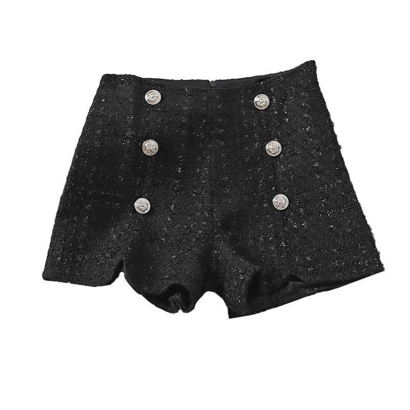 Shorts Women Autumn Spring Tweed White Black 210724