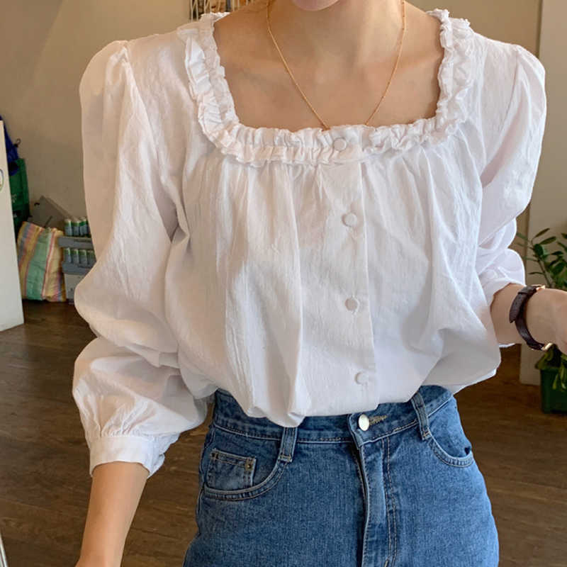 Shintimes Edible Tree Fungus Button White Shirt Autumn Square Collar Long Sleeve Womens Tops Korean Clothes Chemisier Femme 210615, White shirts
Shintimes Edible Tree Fungus Button White Shirt Autumn Square Collar Long Sleeve Womens Tops Korean Clothes Chemisier Femme 210615, White shirts