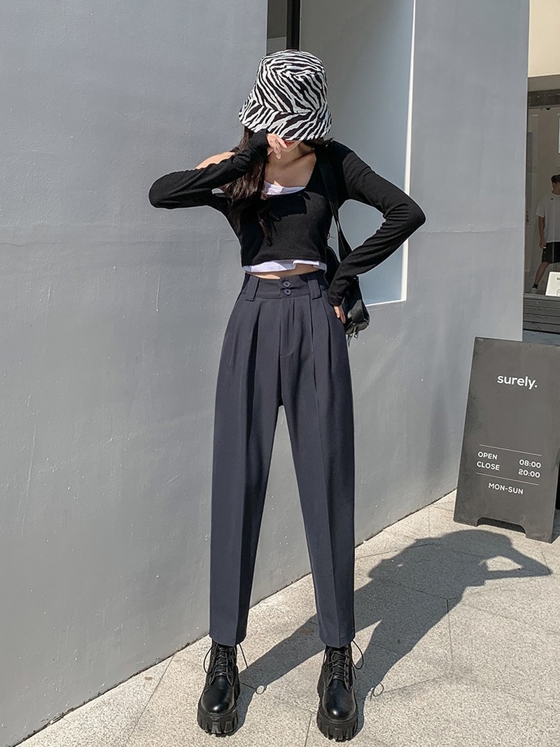 Autumn Winter Suit Pants Women High Waist Harem Pants OL Style Loose Trousers All-match Office Fashion Clothing Chic 11387 210519
