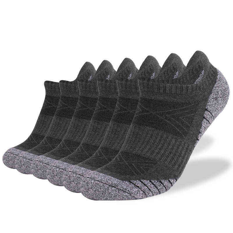 6 Pairs Mens Cushion Ankle Socks Gray White Black Color Low Cut Comfort Breathable Casual Cotton Running Sport Women Socks H1208