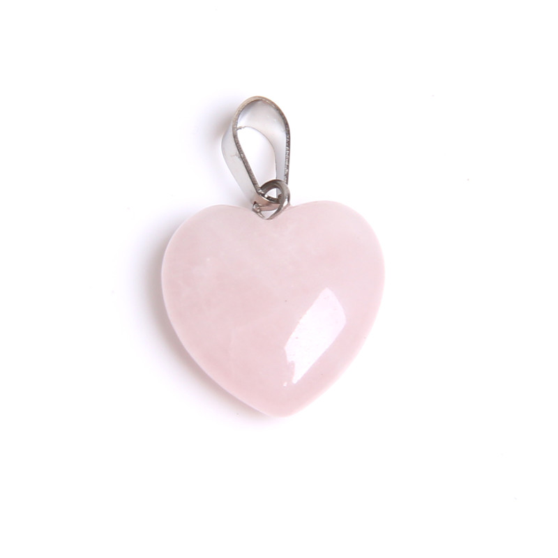 Heart shape natural stone Rose Quartz Tiger's Eye opal charms pendants for DIY stone necklace earrings jewelry making