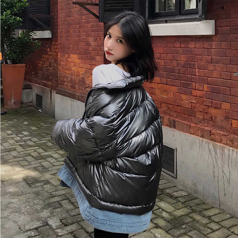 LY VAREY LIN Cotton Coats Autumn Winter Denim Patchwork Stand Collar Zipper Pockets Warm Korean Style Padded Jackets 210526