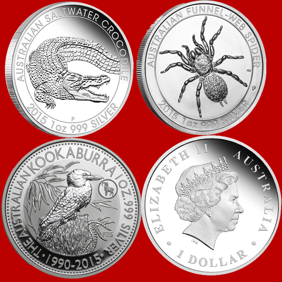 1oz Australia Silver Clad Bullion Coin Other Arts and Crafts Medal 200Pcs/Lot Mix 3 Design Crocodile Spider Kookaburra Collection Badge Perth Mint New Year Gift
1oz Australia Silver Clad Bullion Coin Other Arts and Crafts Medal 200Pcs/Lot Mix 3 Design Crocodile Spider Kookaburra Collection Badge Perth Mint New Year Gift