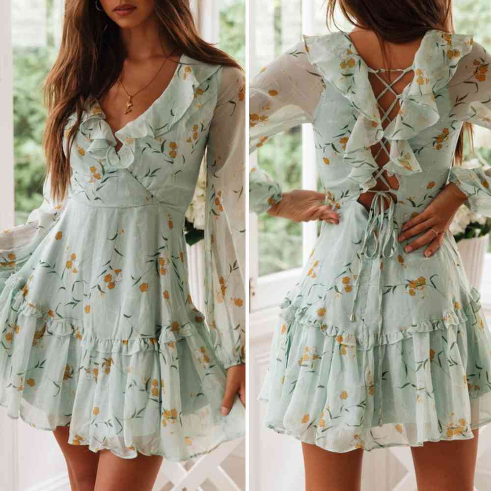 Summer Dress Women Vestidos Casual Tie Dye Clothing Robe Femme Chic Beach Dresses Chiffon Autumn Maxi Dress Woman Dress 210331