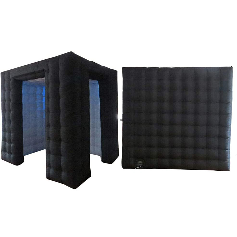 2.5m Inflatable Portable Black Photo Booth for Party Weddings Anniversary Birthdays Parties with Inner Air Blower and LED light