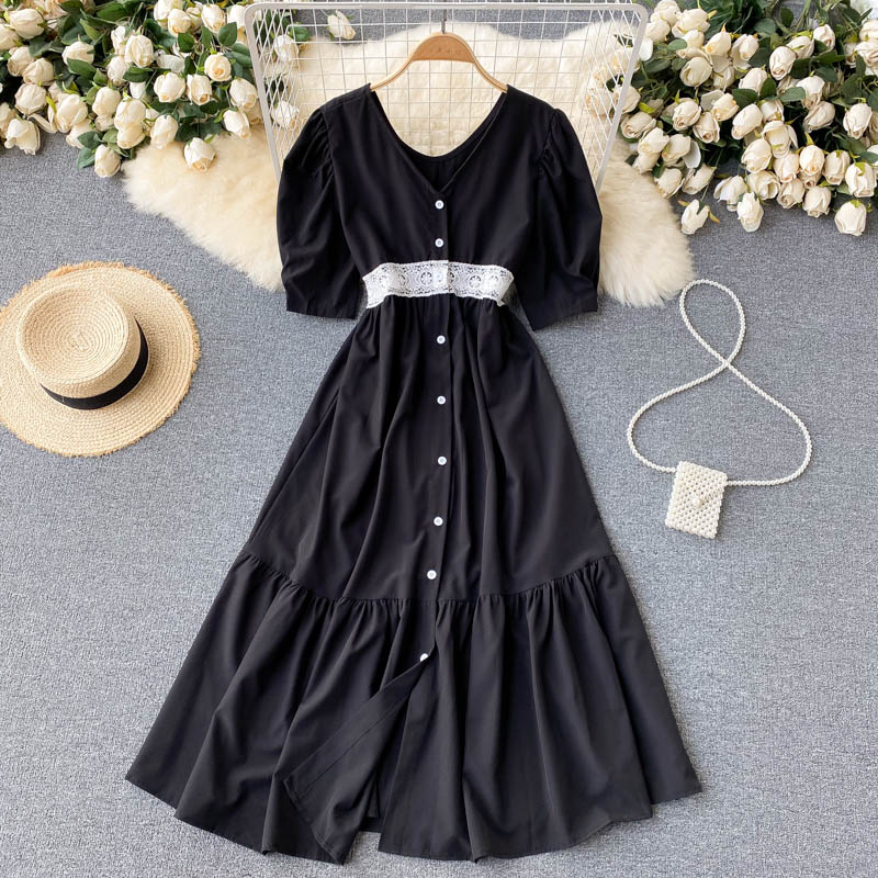 summer vintage women lace midi dress casual v-neck short sleeve single breasted a-line robe female elegant vestidos 2021 new, Black;gray
summer vintage women lace midi dress casual v-neck short sleeve single breasted a-line robe female elegant vestidos 2021 new, Black;gray