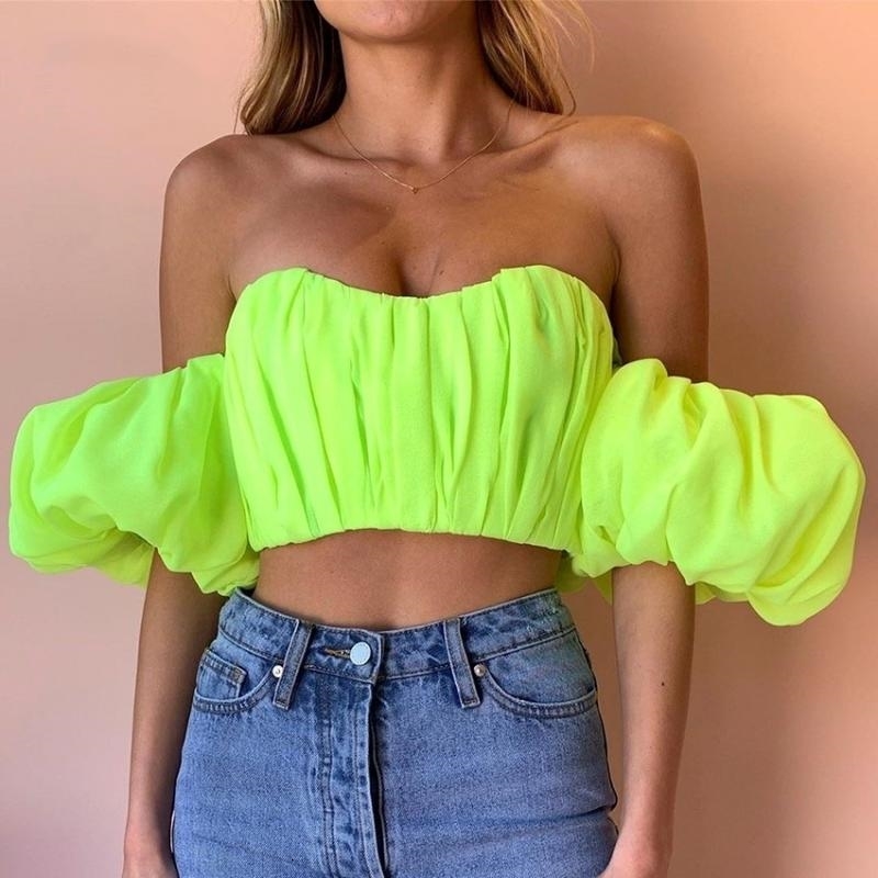 Women' & Bclout Crop Sexy Summer Tops Women Ruched Off Shoulder Shirt Streetwear Solid Green Backless Shirts Blouses Woman Top, Pictiure color
Women' & Bclout Crop Sexy Summer Tops Women Ruched Off Shoulder Shirt Streetwear Solid Green Backless Shirts Blouses Woman Top, Pictiure color