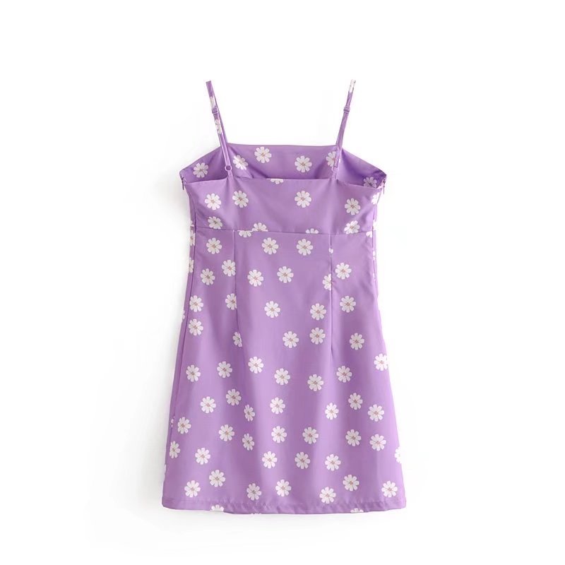 Korean fashion mini beach dress elegant women spaghetti strap sleeveless backless vintage floral short evening party dresses 210521