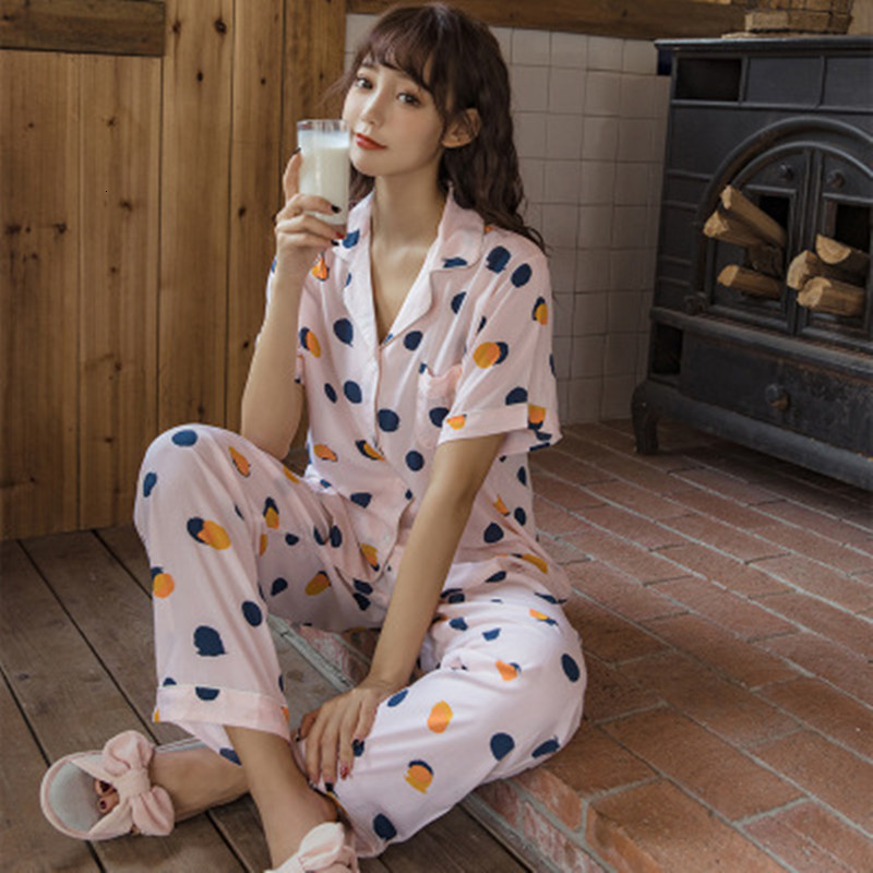 Women's Sleepwear Pajamas Set Women 100% Cotton Sexy Dot Print Pyjama Short Sleeve V-Neck Shirt Pants 2Piece/Set Femme Fashion Hom, Style 2
Women's Sleepwear Pajamas Set Women 100% Cotton Sexy Dot Print Pyjama Short Sleeve V-Neck Shirt Pants 2Piece/Set Femme Fashion Hom, Style 2
