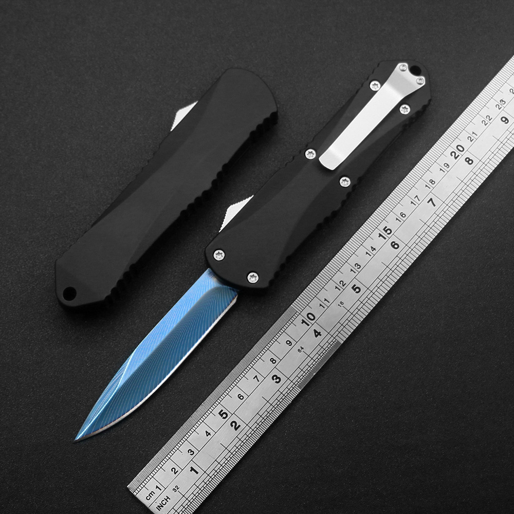 H07 Heavy duty Outdoor Pocket Tactical Automatic Knife electroplated blue blade feather pattern zinc aluminum alloy handle 440 steel EDC mul
H07 Heavy duty Outdoor Pocket Tactical Automatic Knife electroplated blue blade feather pattern zinc aluminum alloy handle 440 steel EDC mul