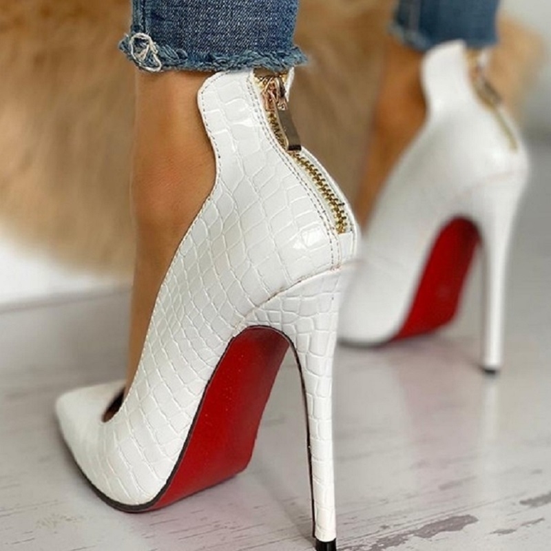 2021 Femmes High Talons Sexy Toe Pointe De Bureau Chaussures Dames Fashion Blanc Black Stiletto Party Pumps Zapatos de Mujer Plus 1