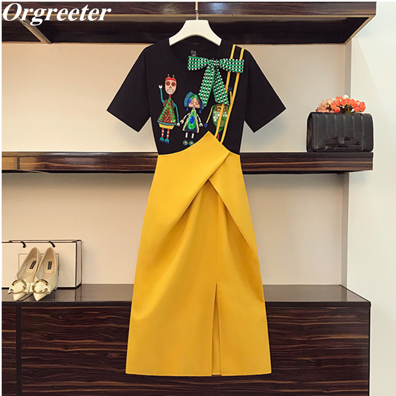 Chic Design One-shoulder sling Dress Suits Vestido Summer Sequines Embroidery Bowknot Tee With Long Skirt 2 Piece set 210525, Only black tshirt
Chic Design One-shoulder sling Dress Suits Vestido Summer Sequines Embroidery Bowknot Tee With Long Skirt 2 Piece set 210525, Only black tshirt