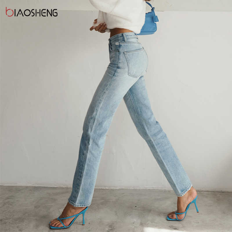 High Waist Jeans Women Fashion Harajuku Denim Pants Mom Trousers 100 Cotton Streetwear Vintage Straight Jean Femme 210922