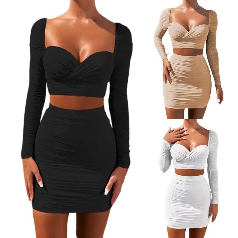 Casual Dresses Spring Summer Women Long Sleeve Party Sexy Dress Two-Piece Short White Pleated Slim Mini Female Vestidos 18497, Black;gray
Casual Dresses Spring Summer Women Long Sleeve Party Sexy Dress Two-Piece Short White Pleated Slim Mini Female Vestidos 18497, Black;gray
