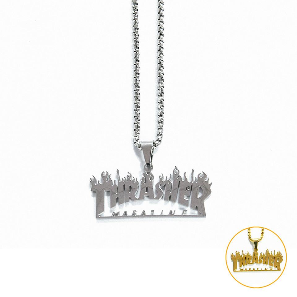Thrasher Magazine Flame Pendant Necklace Men Hip-hop Rock Titanium Stainls Steel Gold Chain Fashion Man Jewelry, Silver
Thrasher Magazine Flame Pendant Necklace Men Hip-hop Rock Titanium Stainls Steel Gold Chain Fashion Man Jewelry, Silver
