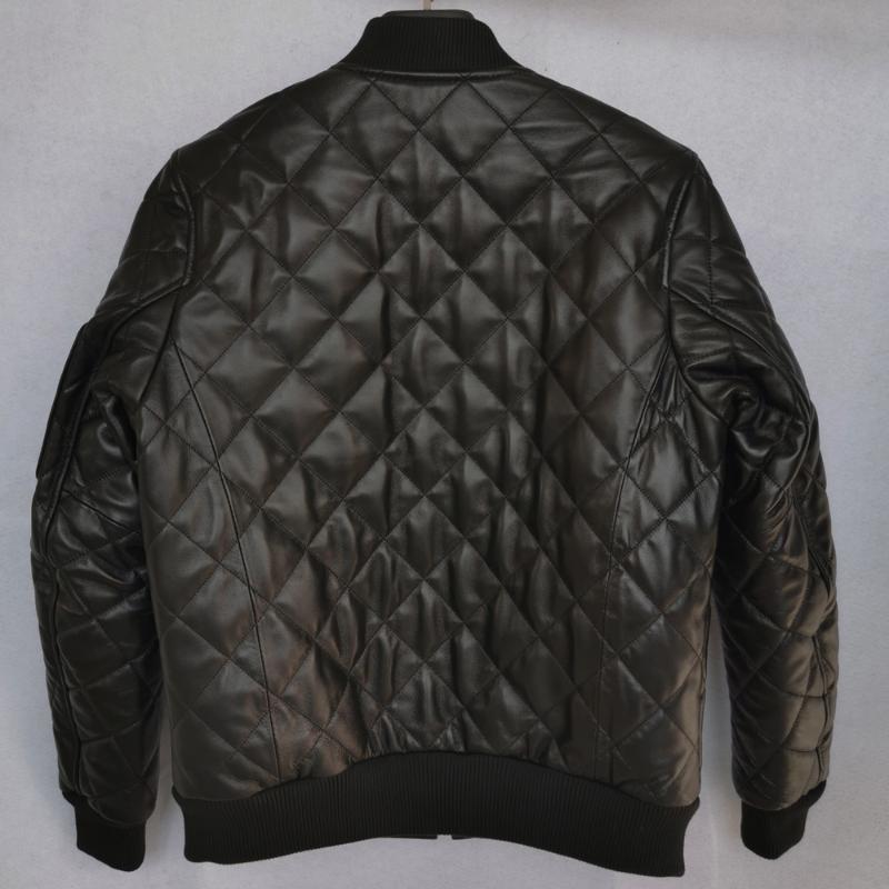 Men's Leather & Faux Early Winter Deep Autumn Warm Genuine Jacket Men Quilted Plaid Soft Sheepskin Coat Man Asian Size 4XL M264