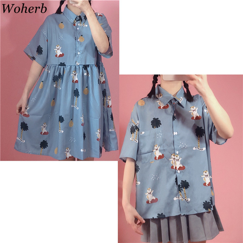 Lolita Dress Women Harajuku Kawaii Cartoon Print Female Japanese Cute es and Blouse Girls Vestidos 210519