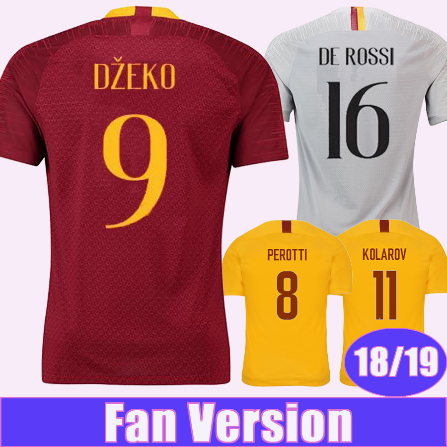 2018 19 T-shirts de football Dzeko de Rossi Perotti Homes Home Away 3rd Jerseys de football Top Club Kolarov EI Sharawy Sharawy Sharawy Sans manc