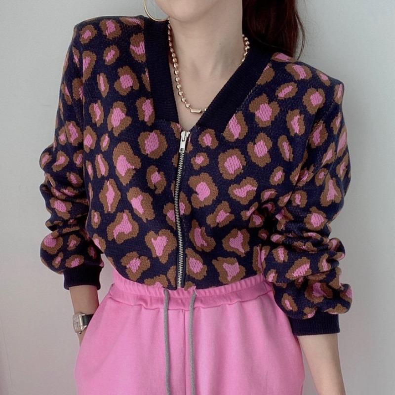 Women's Knits & Tees Sueters De Mujer Vintage Autumn Fashion Pink V-neck Leopard Knitted Cardigan Crop Zipper Sweater Tops Pull Full Street, White
Women's Knits & Tees Sueters De Mujer Vintage Autumn Fashion Pink V-neck Leopard Knitted Cardigan Crop Zipper Sweater Tops Pull Full Street, White