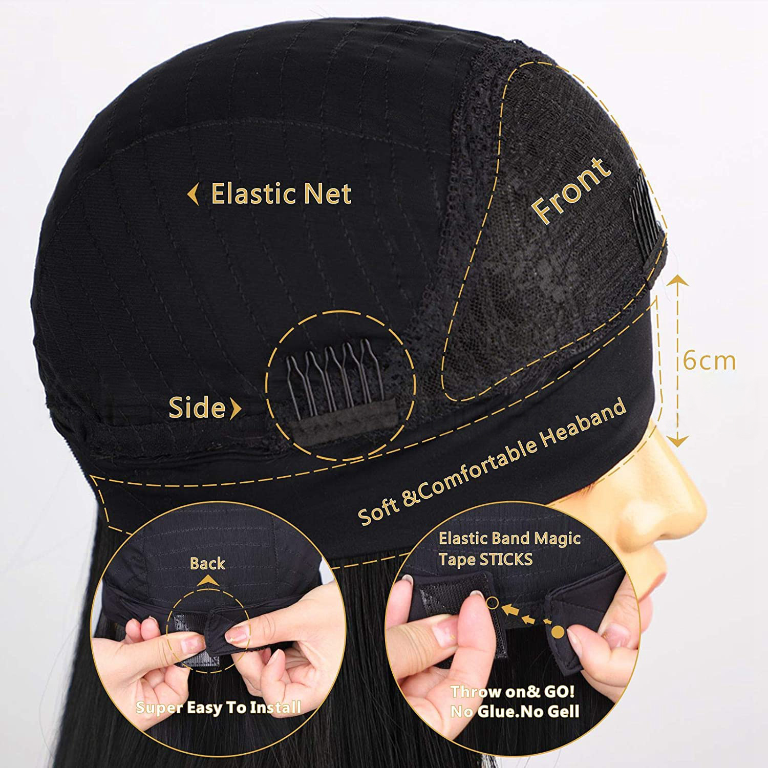 24 inch headband wigs long straight ice silk hairband synthetic wig