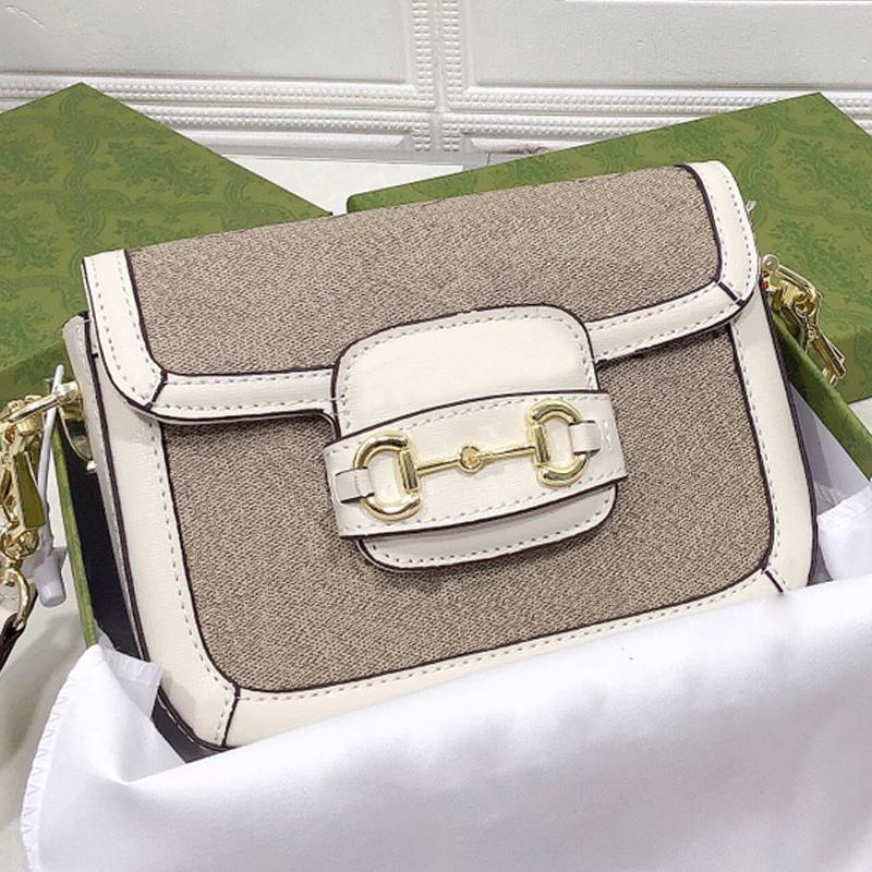 with gift bag 1955 Womens bags 2021 Fashion Printed Handbags Saddle women Horsebit leather ladies Cross Body Shoulder purse