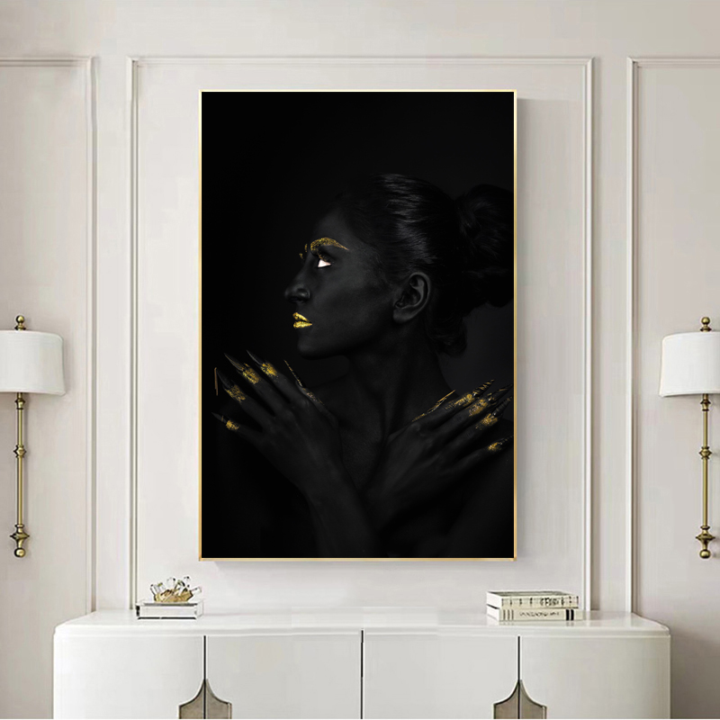 Black Gold Woman Poster Canvas Paintings Wall Art Pictures For Living Room Modern Home Decoration Posters And Prints No Frame