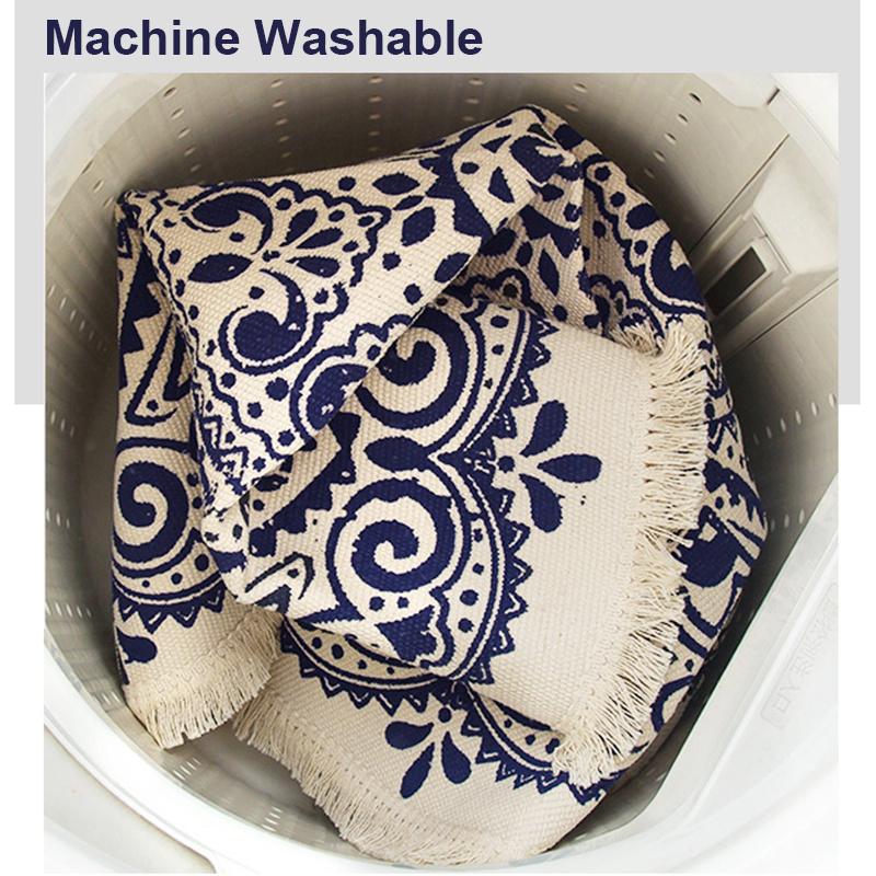 Bohemia Round Carpets Ethnic Tassel Yellow Mandala Carpet Living Room Cotton Linen Big Rugs Modern Classic 90/120cm Mats Decor