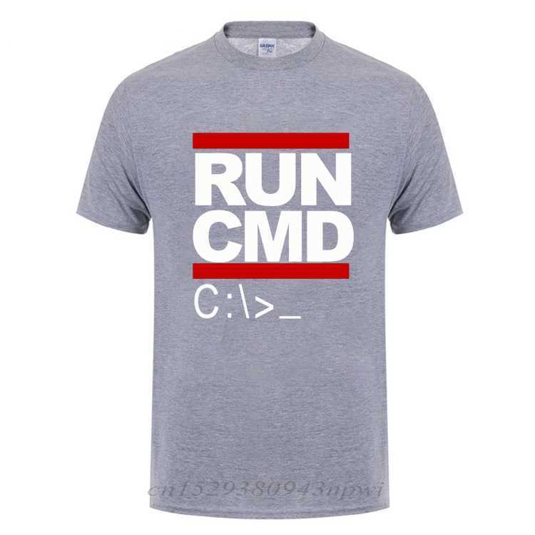 Run Cmd Computer Programmer T Shirts Funny Birthday Gift For Man Boyfriend Husband Summer Short Sleeve Cotton T-Shirt Geek Nerd 210629