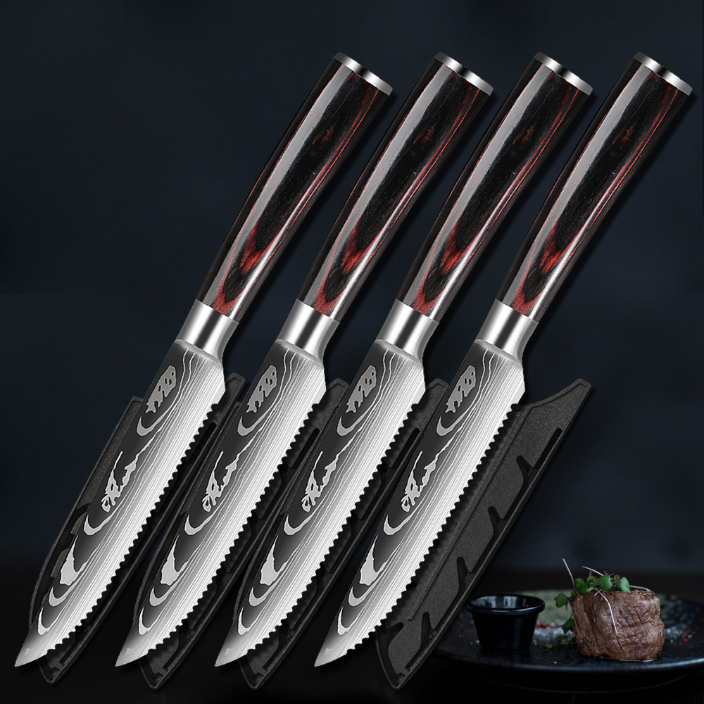 Serrated Steak Knives Damascus Pattern 7cr17 Stainless Steel Fruit Beef Cleaver Dinner Cutlery Table Knife Wooden Handle Dishwasher Safe
Serrated Steak Knives Damascus Pattern 7cr17 Stainless Steel Fruit Beef Cleaver Dinner Cutlery Table Knife Wooden Handle Dishwasher Safe
