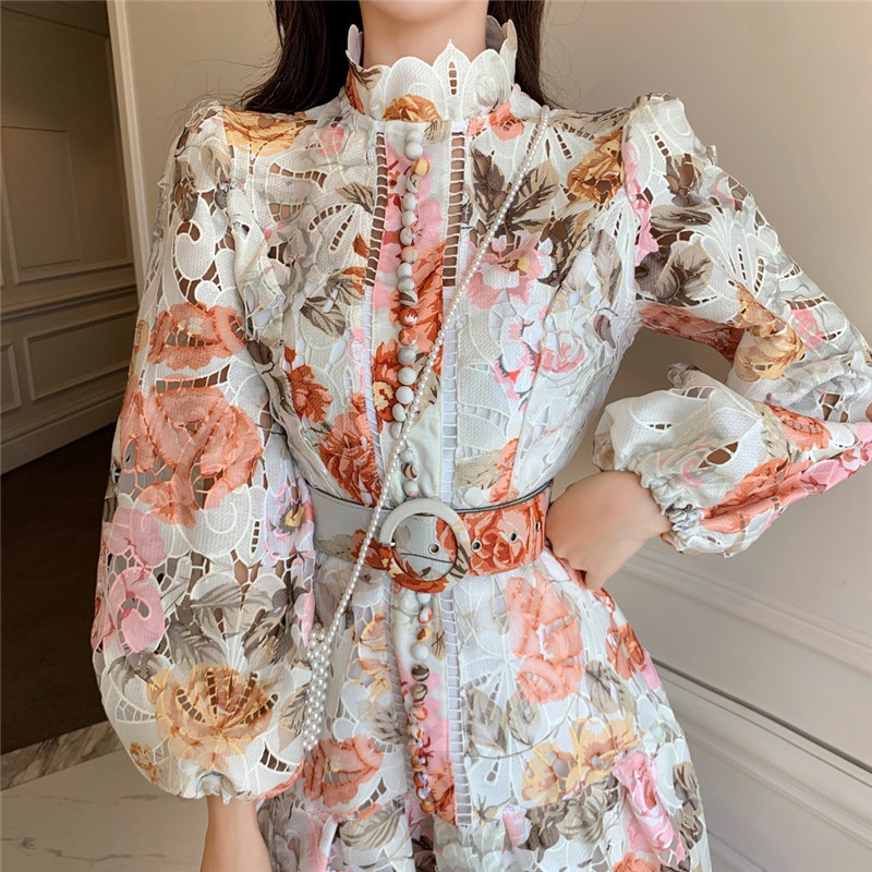 Floral Embroidery Hollow Out Lace Dress Women Ruffles Stand Collar Lantern Sleeve Single-Breasted Sashes Mermaid Short Dress 210412, The picture color
Floral Embroidery Hollow Out Lace Dress Women Ruffles Stand Collar Lantern Sleeve Single-Breasted Sashes Mermaid Short Dress 210412, The picture color