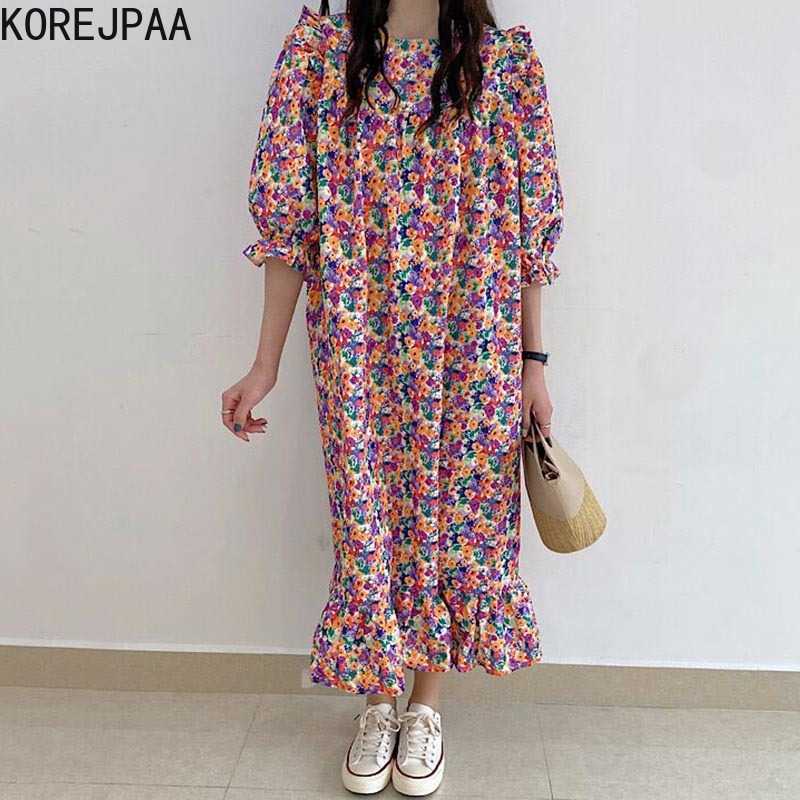 Korejpaa Women Dress Summer Korean Chic Western Style Round Neck Color Full Screen Floral Five-Point Puff Sleeve Vestidos 210526, Mixed
Korejpaa Women Dress Summer Korean Chic Western Style Round Neck Color Full Screen Floral Five-Point Puff Sleeve Vestidos 210526, Mixed