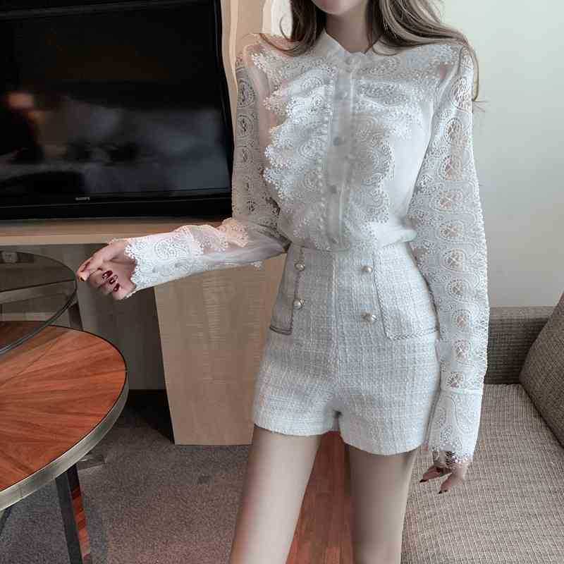 ZAWFL High Quality Spring Women 2 Piece set fashion Sexy Lace flare sleeve Ruffles Blouse tops+Tweed short pants 210525, White short pants
ZAWFL High Quality Spring Women 2 Piece set fashion Sexy Lace flare sleeve Ruffles Blouse tops+Tweed short pants 210525, White short pants