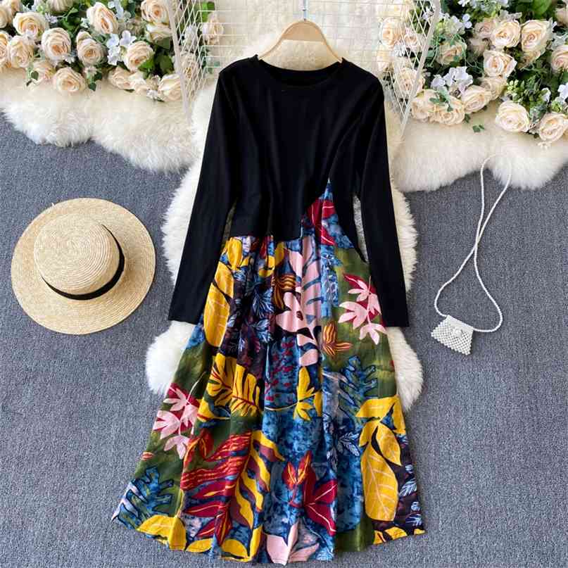 Casual Women Loose Dress Big Size Autumn Long Sleeve Midi Round Neck Floral Print Patchwork Female 210603, Black
Casual Women Loose Dress Big Size Autumn Long Sleeve Midi Round Neck Floral Print Patchwork Female 210603, Black
