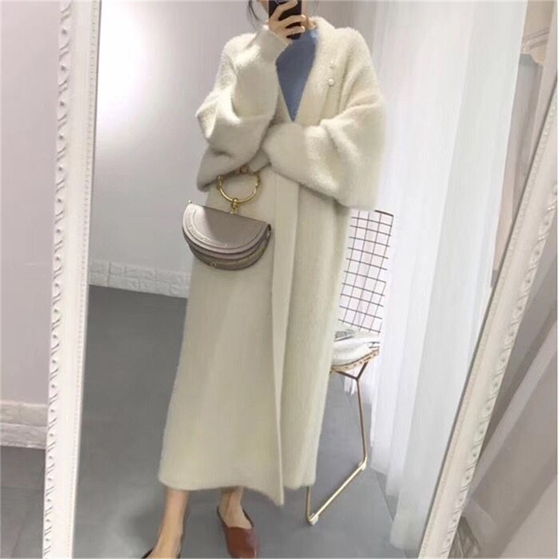 High Quality Autumn Winter Korean Boutique Mink Cashmere Cardigan Sweater Female Long Coat 210603, Green
High Quality Autumn Winter Korean Boutique Mink Cashmere Cardigan Sweater Female Long Coat 210603, Green