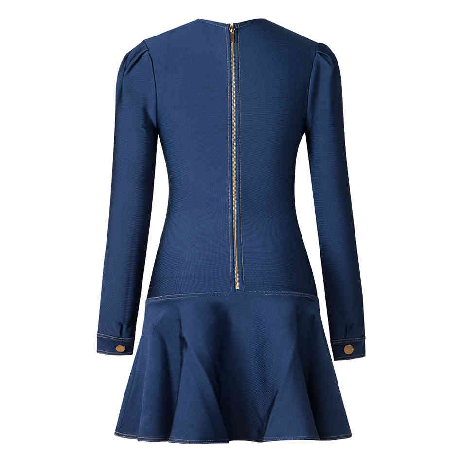 Free Autumn Women's Elegant Bandage Dresse Sexy V-neck Puff Sleeve Button A-line Dress Mini Club Party Dresses 210524